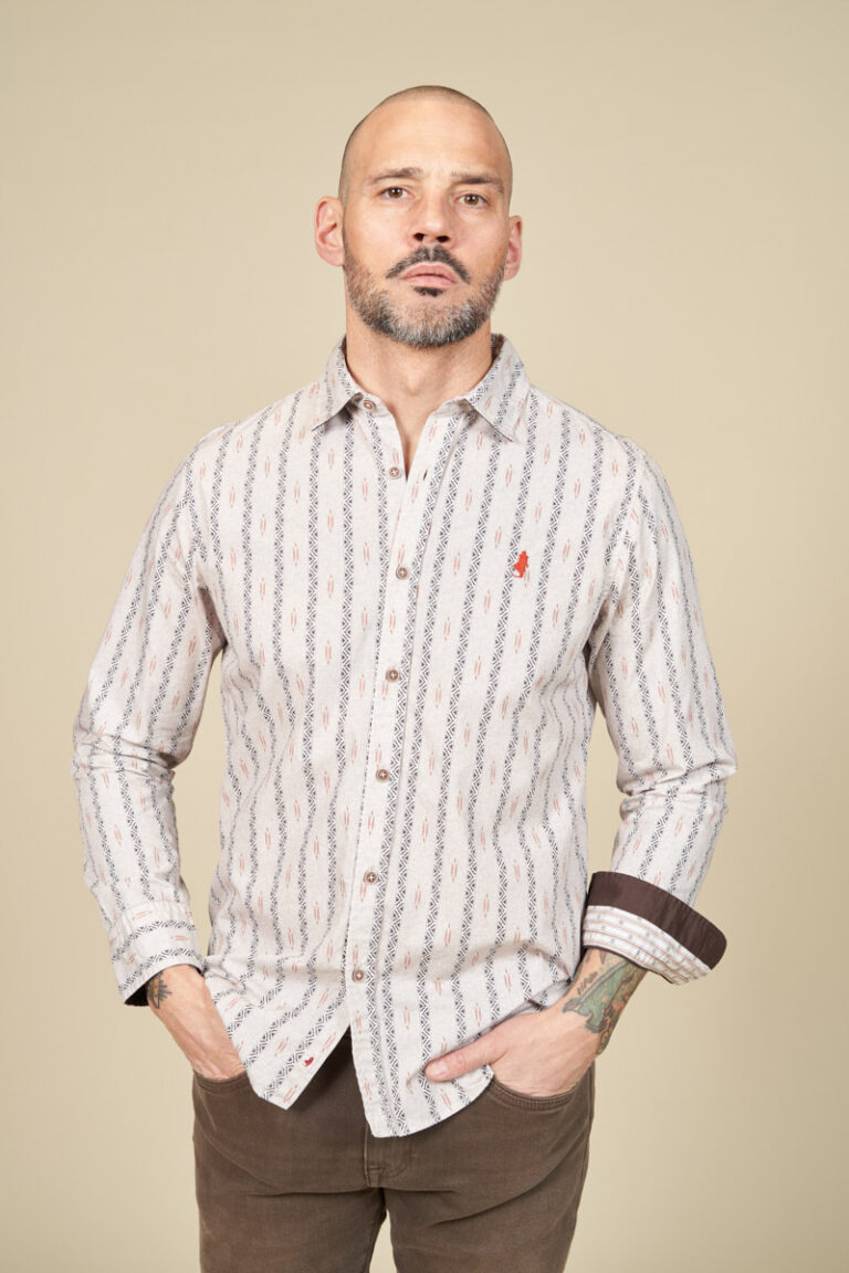 Printed shirt with ethnic stripes