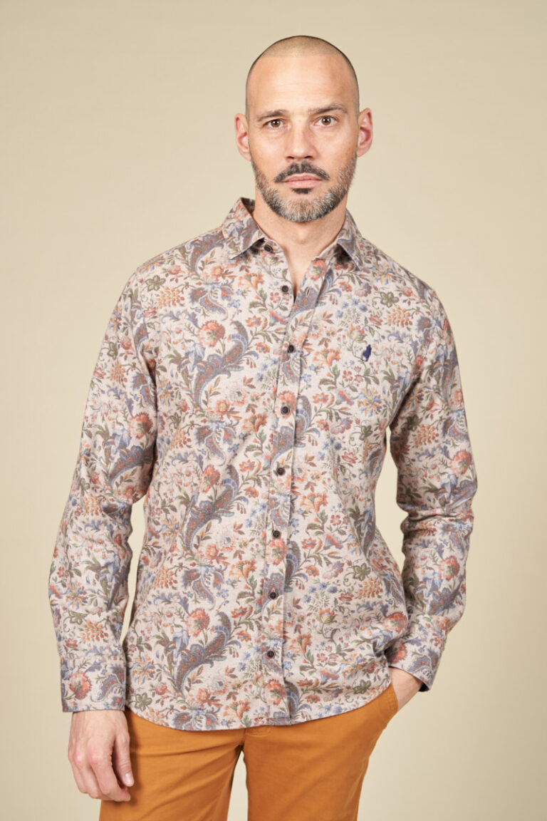 Chemise fil teint motif grosses fleurs