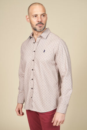 Chemise fil teint motif chevrons losange