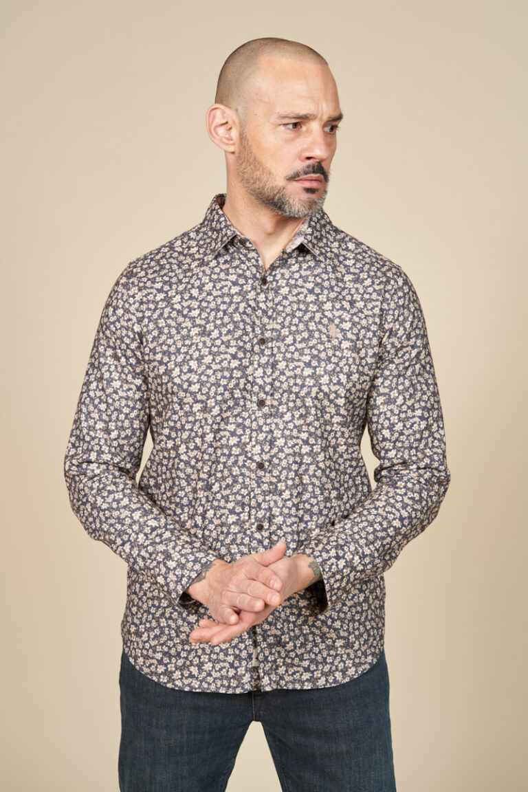 Chemise imprimée douce motif scabiosa