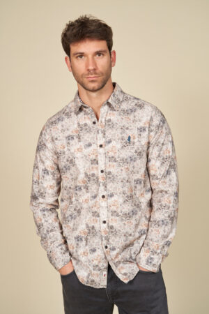 Soft printed shirt with japanese flowers
