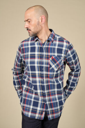 Chemise à carreaux denim colorée délavée