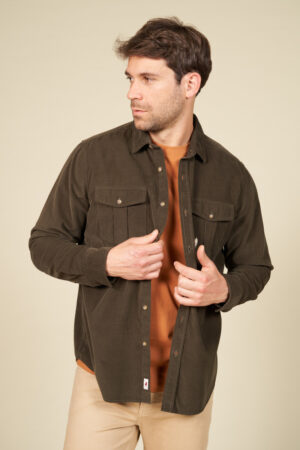Corduroy shirt with flap pockets
