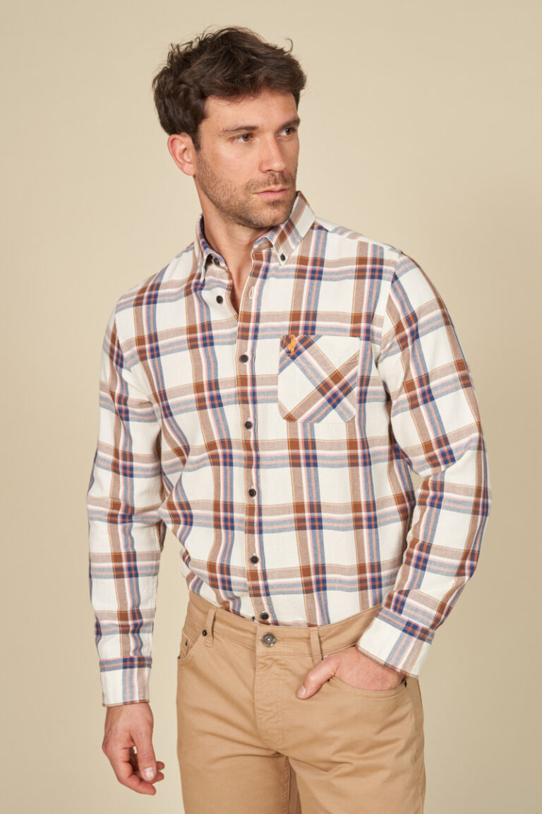 Chemise à carreaux denim colorée