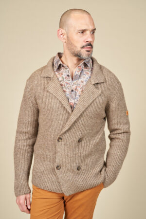 Veste côtes perlées double boutonnage
