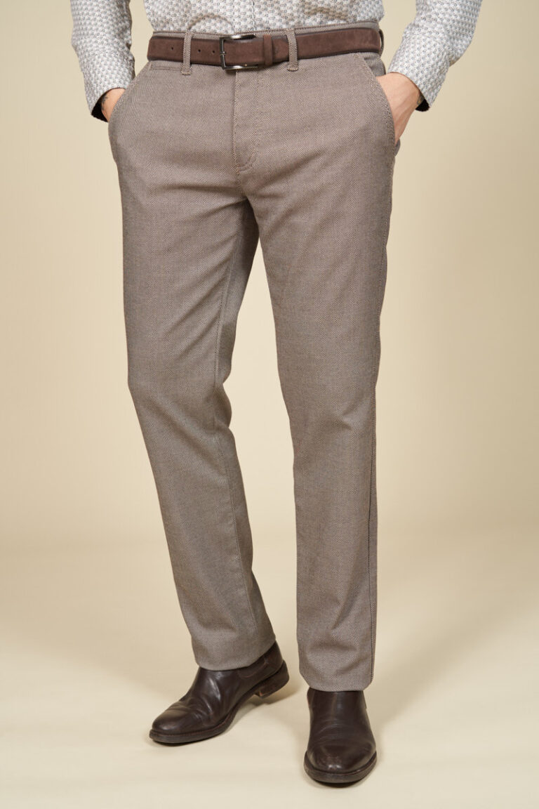 Regular-fit textured chino trousers