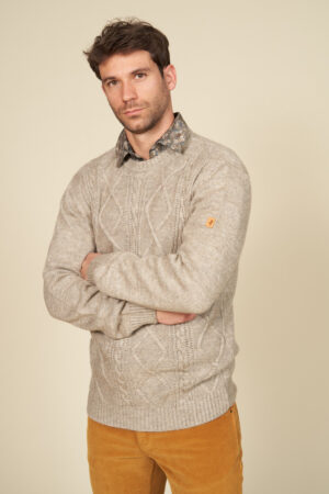 Pull col rond maille fantaisie chiné