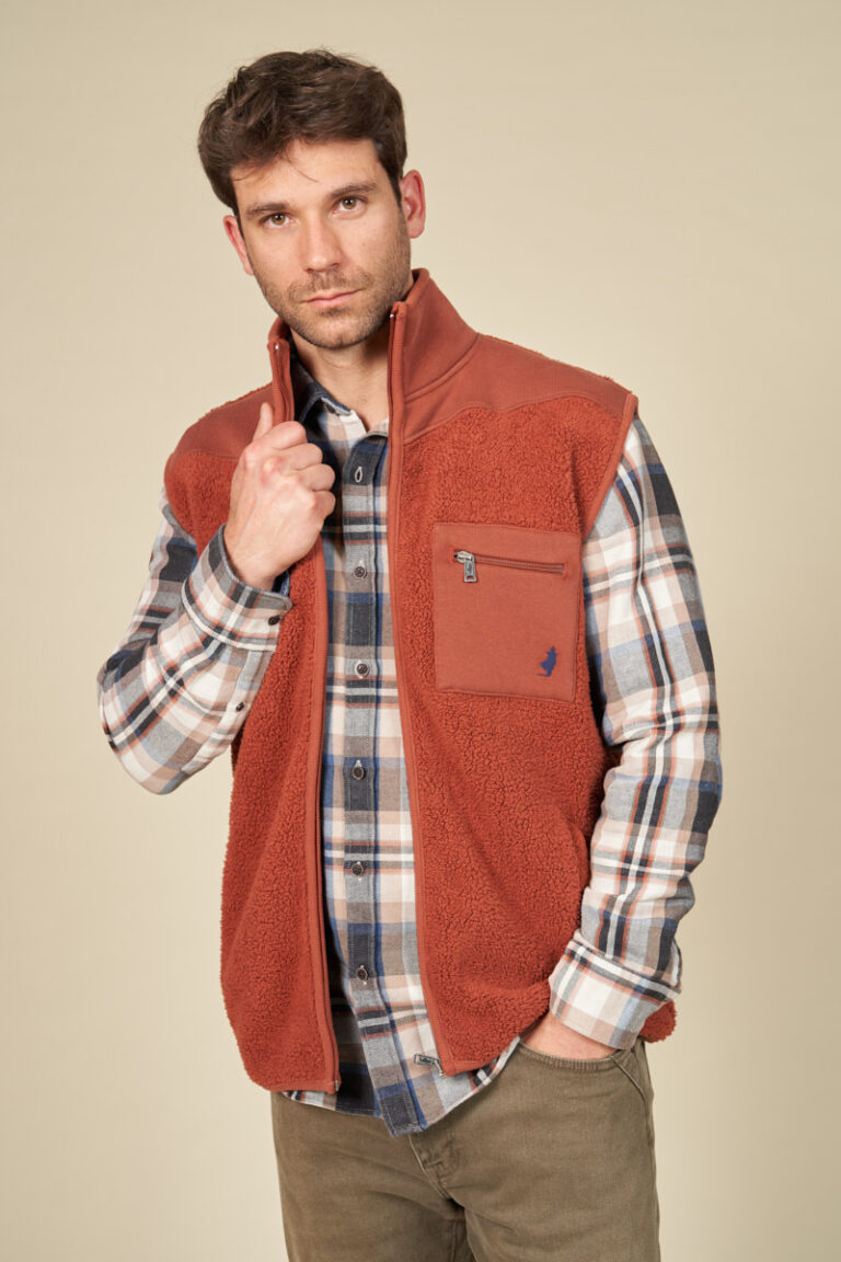 Jacket without sleeves in bouclé fabric