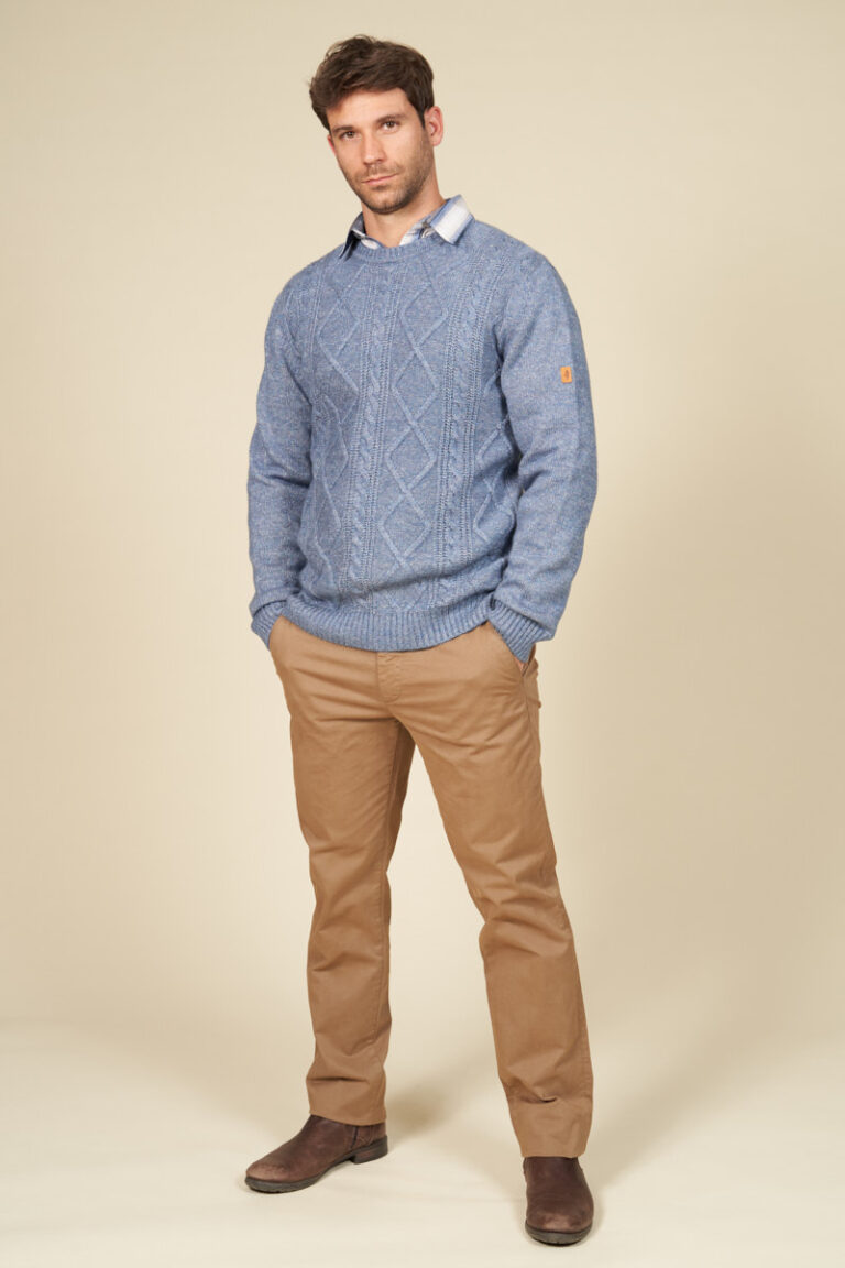 Pull col rond maille fantaisie chiné