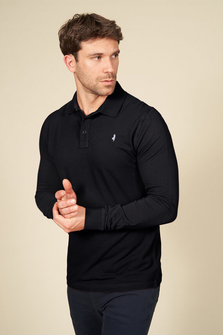 Polo uni couleurs basiques manches longues
