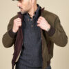 Canvas jacket and leather slanted pocket