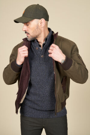 Canvas jacket and leather slanted pocket Canvas jacket and leather slanted pocket