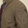 Canvas jacket and leather slanted pocket