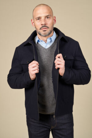 Blouson lainage droit multipoches Blouson lainage droit multipoches