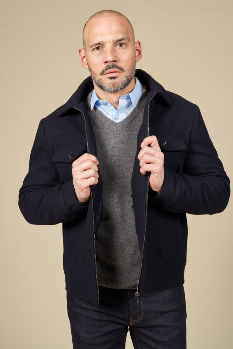 Straight-cut wool-blend jacket