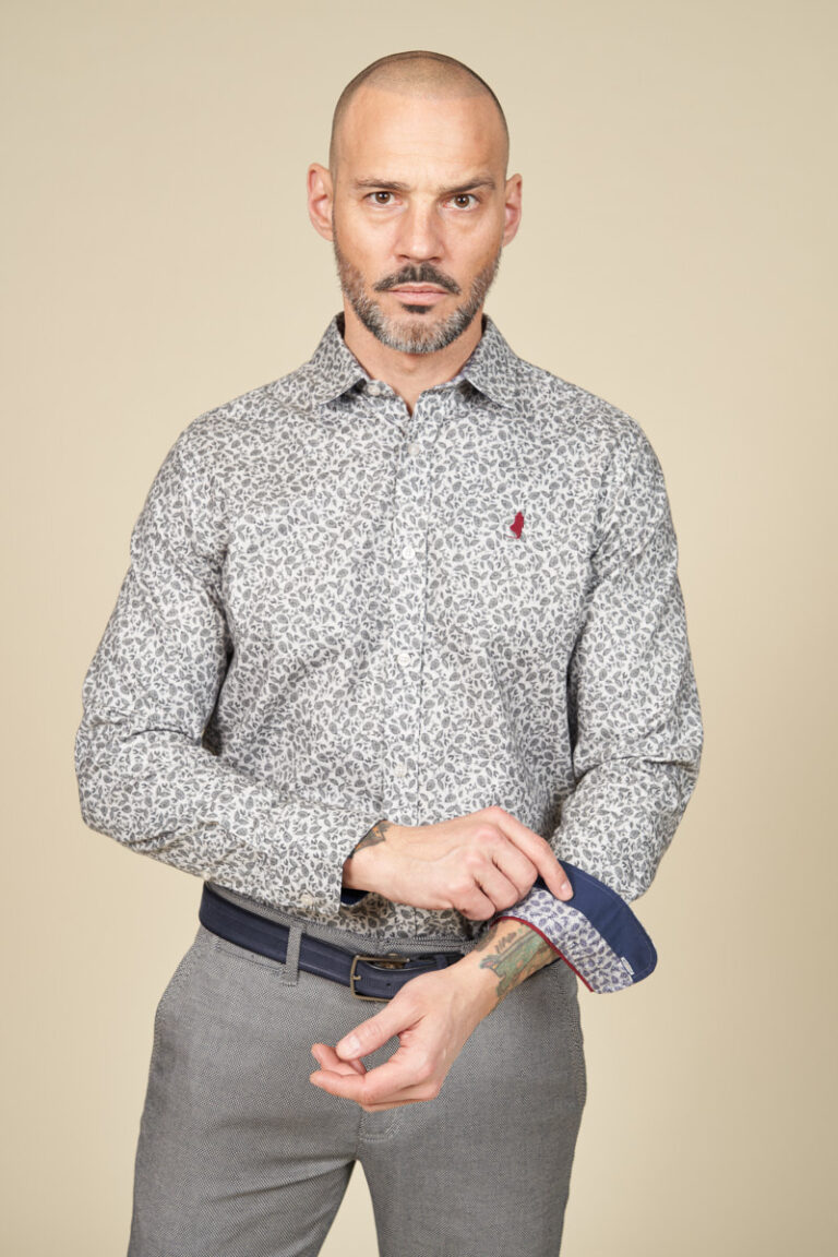Chemise imprimée douce motif feuilles