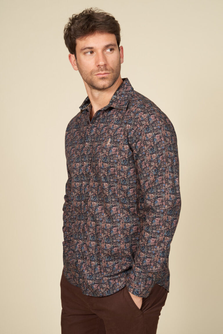 Chemise imprimée motif carreaux de fleur