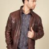 Multi-pocket leather jacket