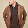 Leather safari jacket removable facing