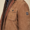 Leather safari jacket removable facing