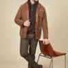 Leather safari jacket removable facing