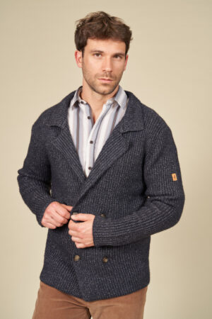 Veste côtes perlées double boutonnage