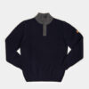Pull col montant boutonné et torsades