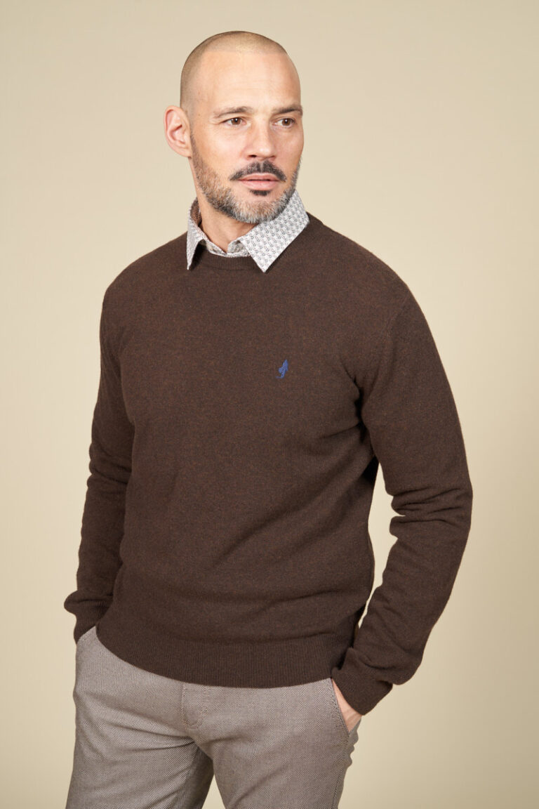 Pull col rond laine