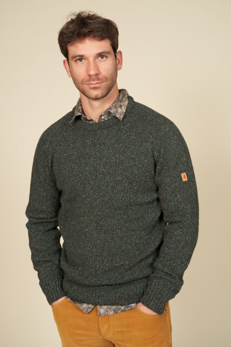 Pull ras de cou chiné multicolors