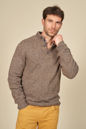 Pull col montant chiné multicolors