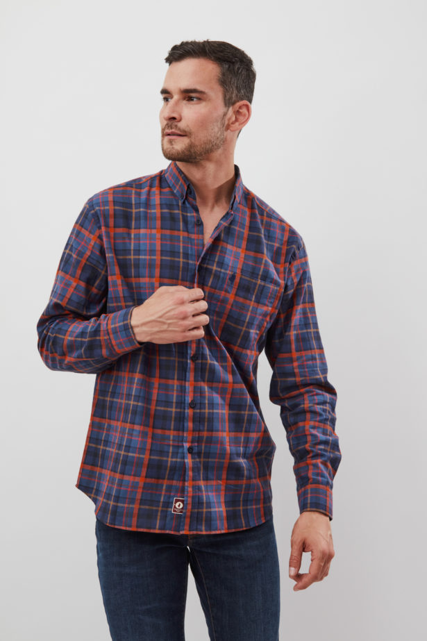 Chemise Homme Petits Carreaux Rouges Taille 40-42 Coton France
