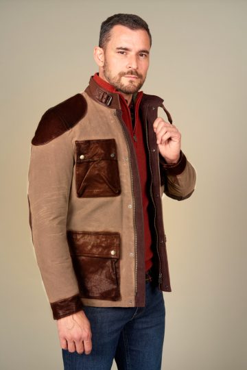 Veste canvas et empiècement cuir