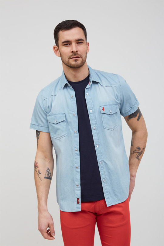 Short-sleeved denim shirt with pockets - MCS ex Marlboro Classic's