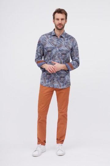 Chemise en chambray imprimé feuilles