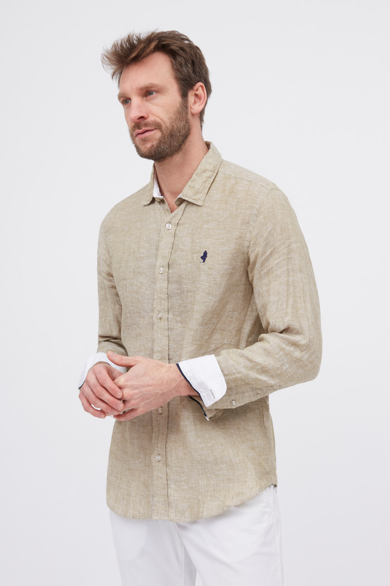 24SS RHC Albini Delave Linen Shirtリネンシャツ Striped Natural Linen Shirt - Shirts Natural / Officer White