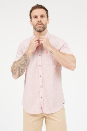 Chemise manches courtes lin rayures