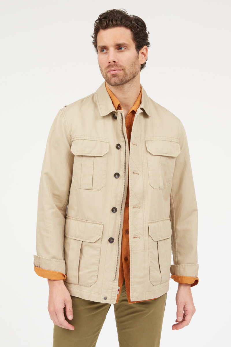 Beige Linen Zip Up Saharienne Jacketロエベ LOEWE/Jacket/Size 34/Linen/CML/Beige Linen Zip-Up Saharienne