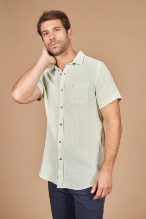 Texturized stripes short sleeves shirt