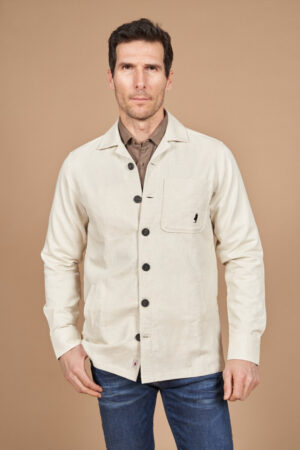 Linen effect bicolored stripes shirt