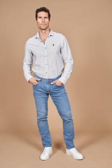 Stone washed regular tapered jeans
