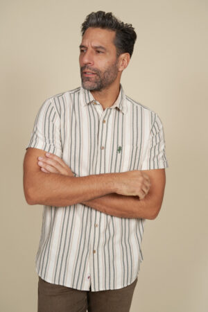 Striped jacquard short sleeves shirt