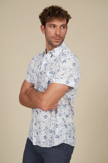 Chemise manches courtes imprimé tropical
