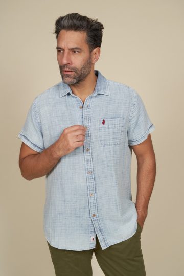 Chemise manche courte jean en mousseline