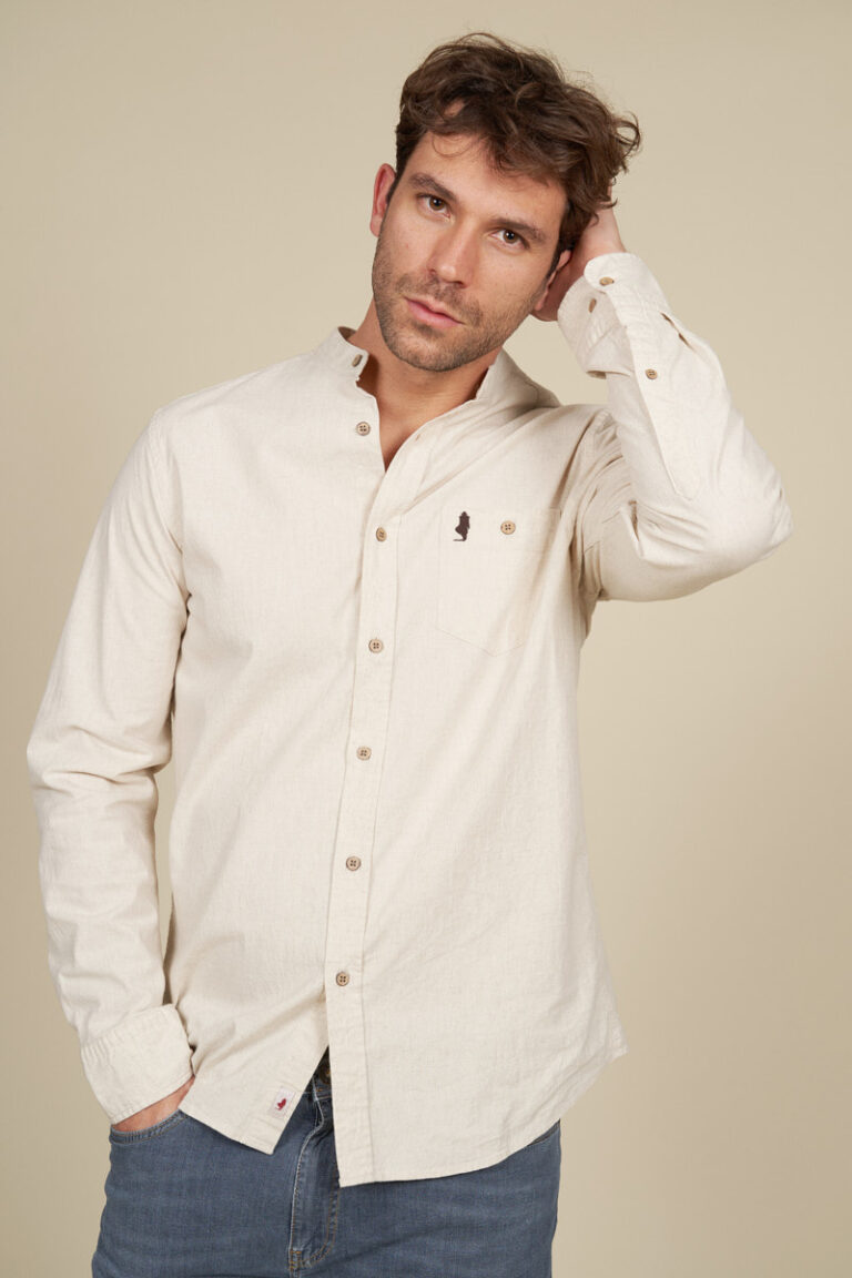 Mao collar shirt in linen