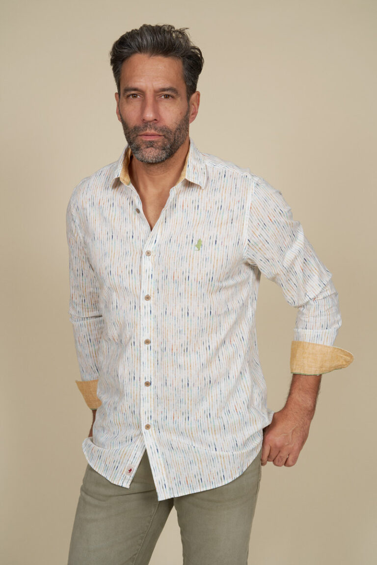 Printed shirt with flower in slub cotton