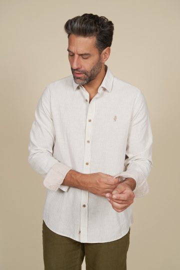 Chemise à rayures en coton lin