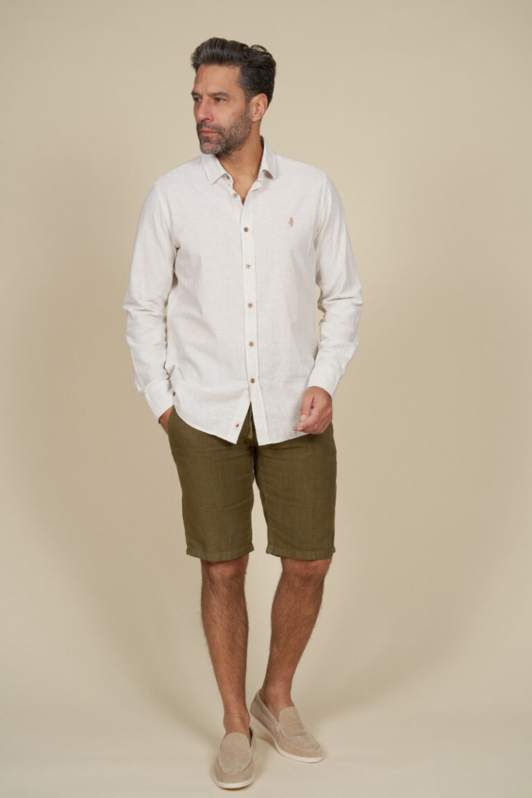 Chemise à rayures en coton lin