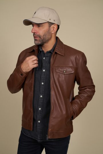 Blouson en cuir zippé