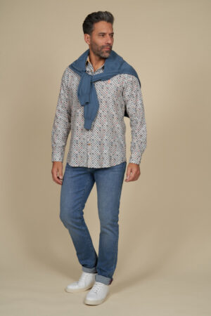 Stone washed regular tapered jeans