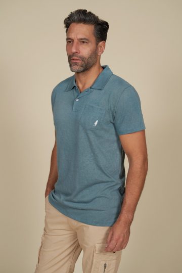 Polo lin mélangé avec poche
